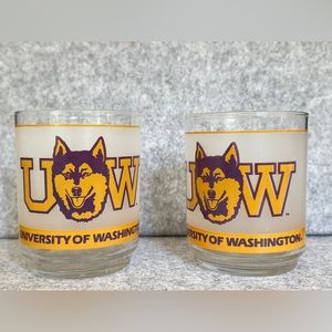 Vtg College Washington Huskies Frosted Libbey Drinking Glass Mobile Quantity 2